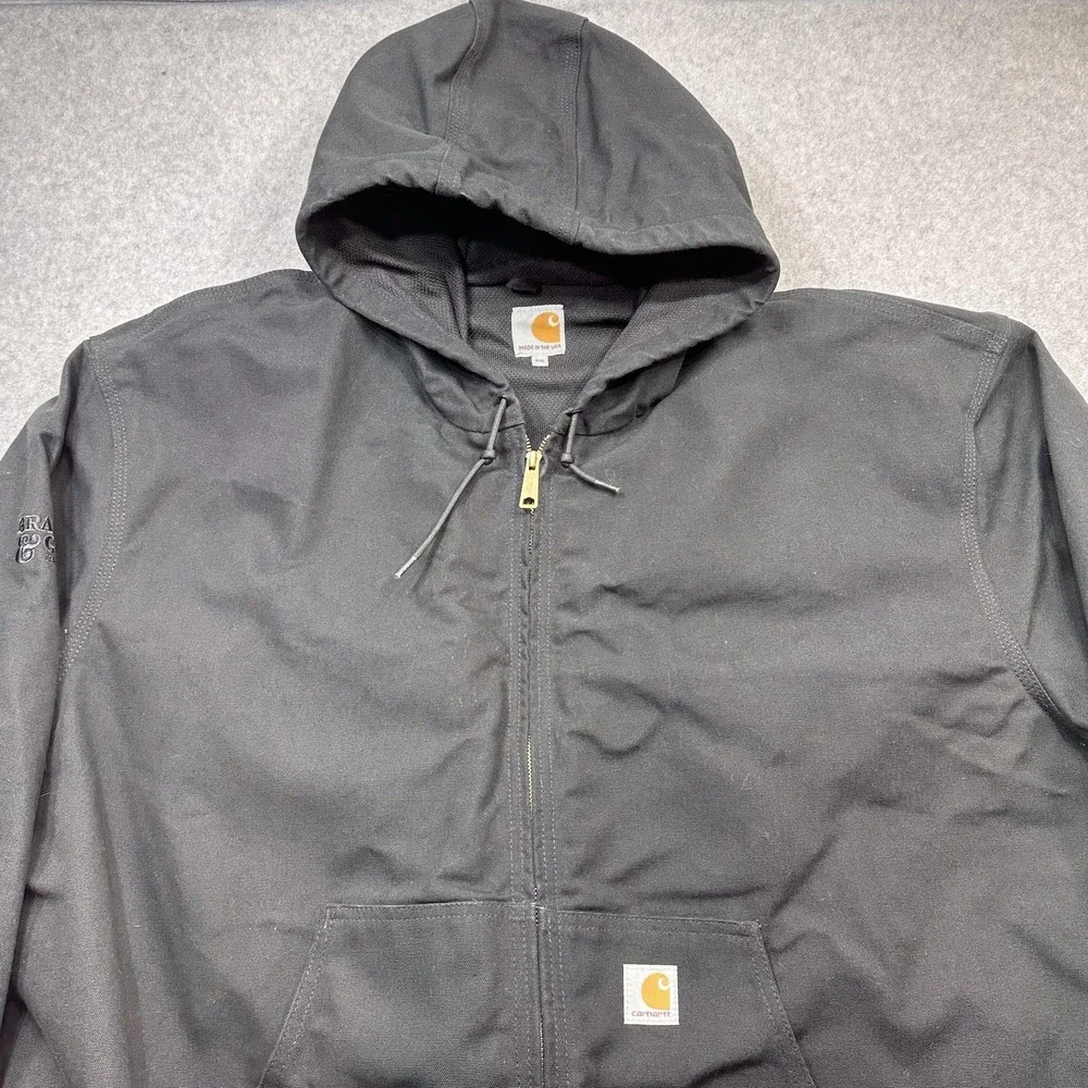 Carhartt Duck Thermal Lined Active Jacket Mens 5XL Black J131 Hooded Zip Outdoor